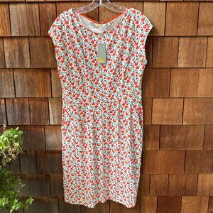 NWT Boden Florrie Jersey Dress Bright Delicate Red Bud Floral in Women's 12R